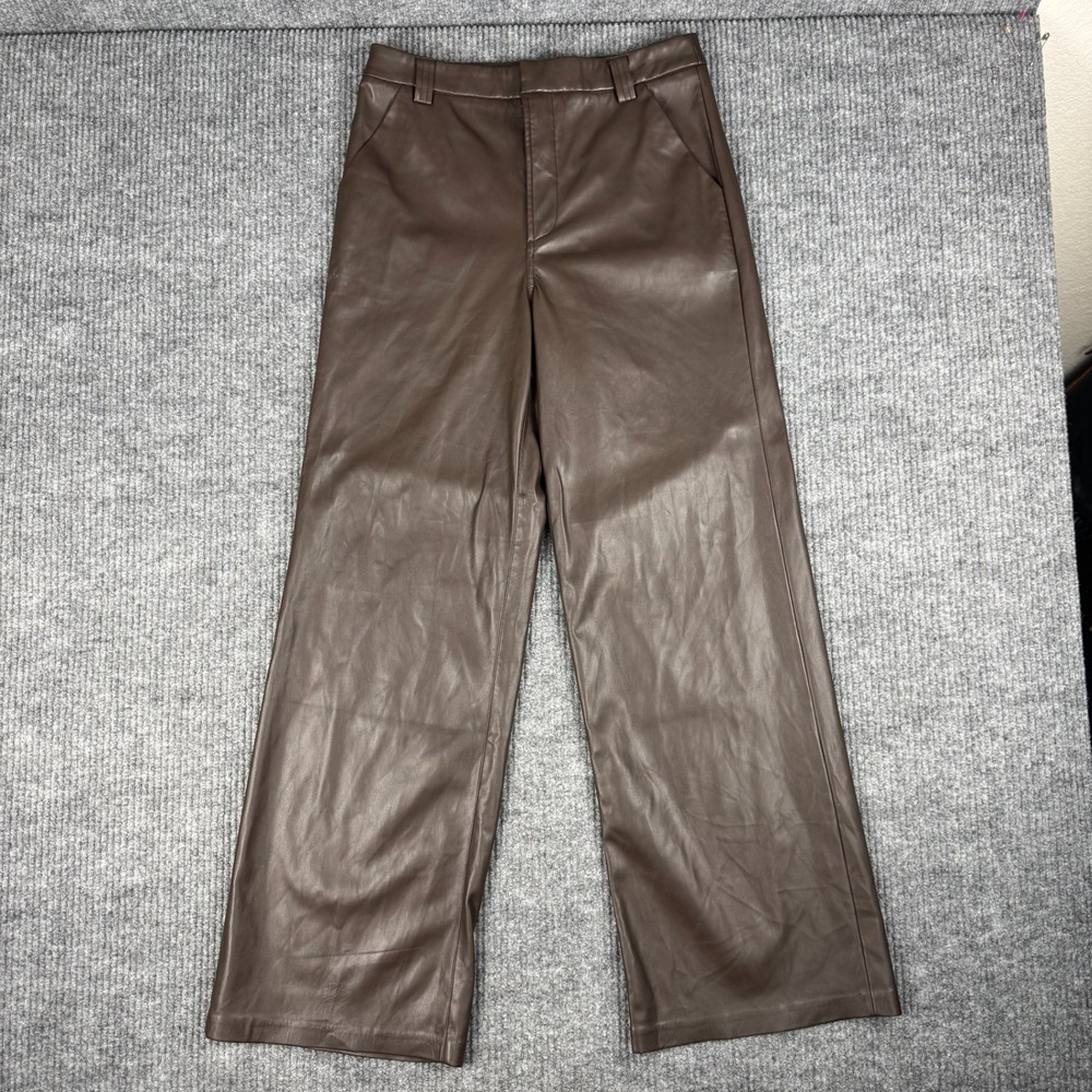 Joes Jeans The Mia Pants Womens 29 Faux Leather Chocolate High Rise Wide Leg